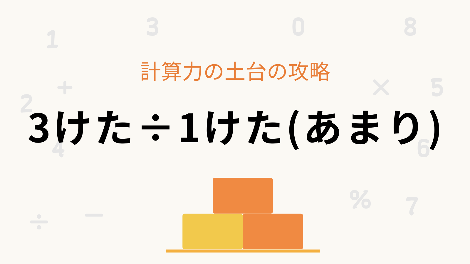 3けた÷1けた(あまり) 計算力の土台の攻略